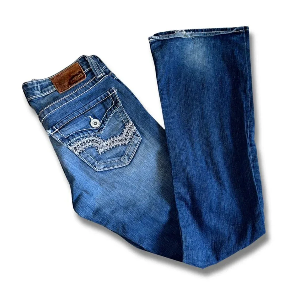 Big Star Remy Low Rise Women's Jeans Size 27 Long Dark Blue Bootcut Vintage - Picture 2 of 15